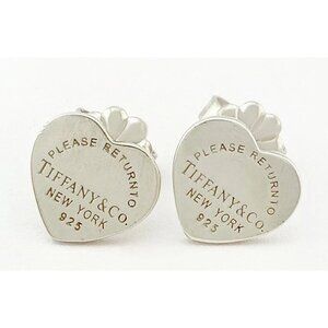Tiffany & Co Heart Stud Earrings .925 Sterling Silver